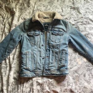 Hollister Light Blue Denim Jacket with Cream Collar